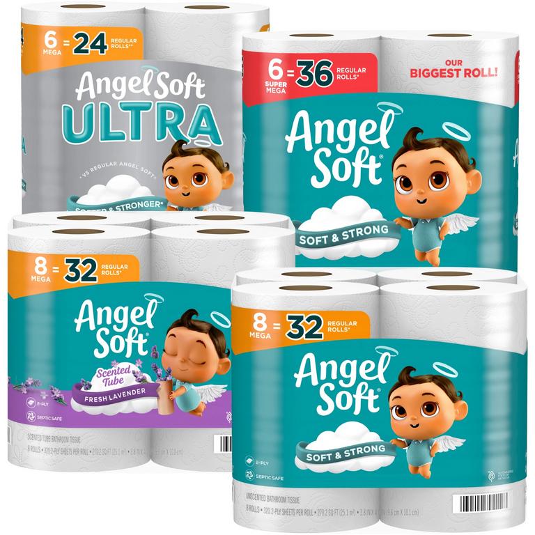 on any ONE (1) package of Angel Soft® Bath Tissue, 6 Mega or larger/